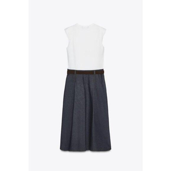ZARA CONTRAST DRESS WITH BELT - Picture 6 of 7